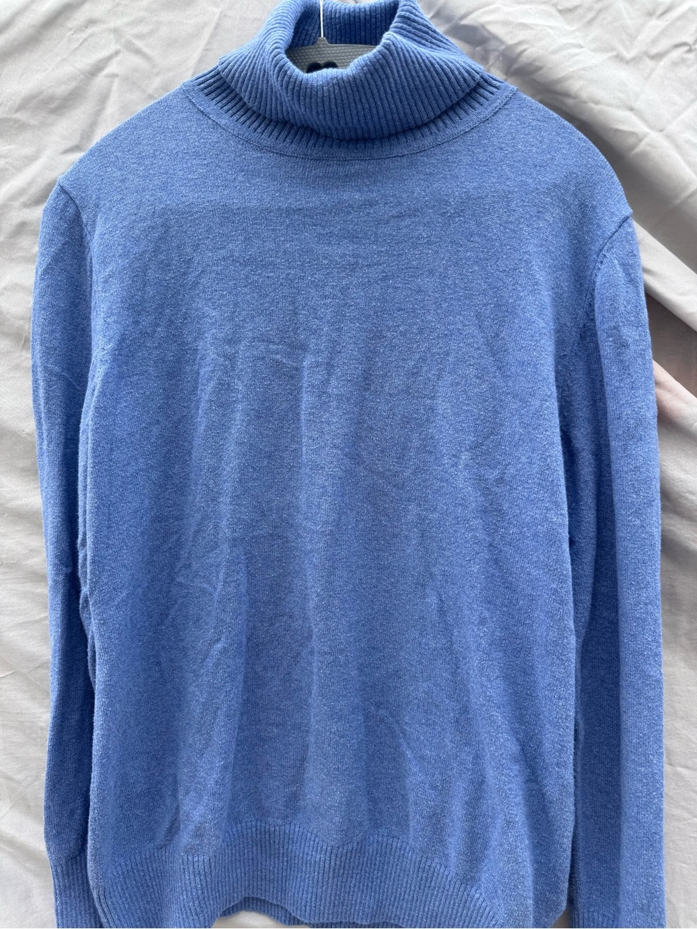 Women’s LL Bean Cotton/Cashmere Blue Turtleneck Sweater
